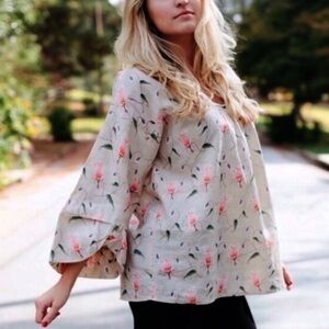 Last Chance! 
ANTHROPOLOGIE| HD in Paris Rosemallow Floral Blouse Khaki